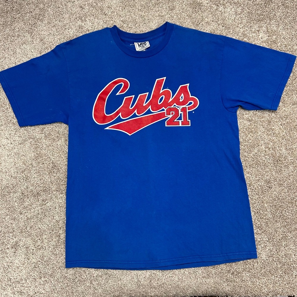 Chicago Cubs Sammy Sosa #21 Vintage Lee Sport T Shirt Men's XL Blue MLB USA